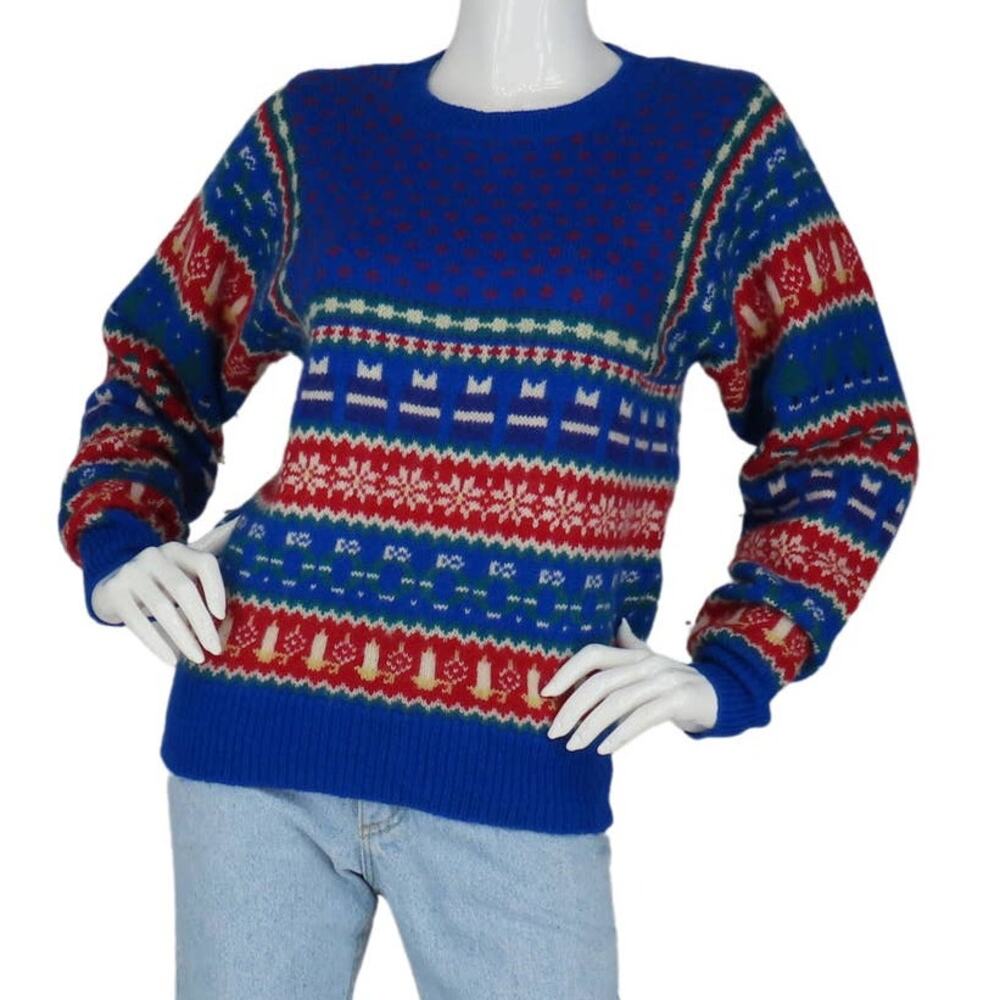 Vintage Robert Scott Christmas Holiday Winter Ski Fair Isle Wool Knit Sweater